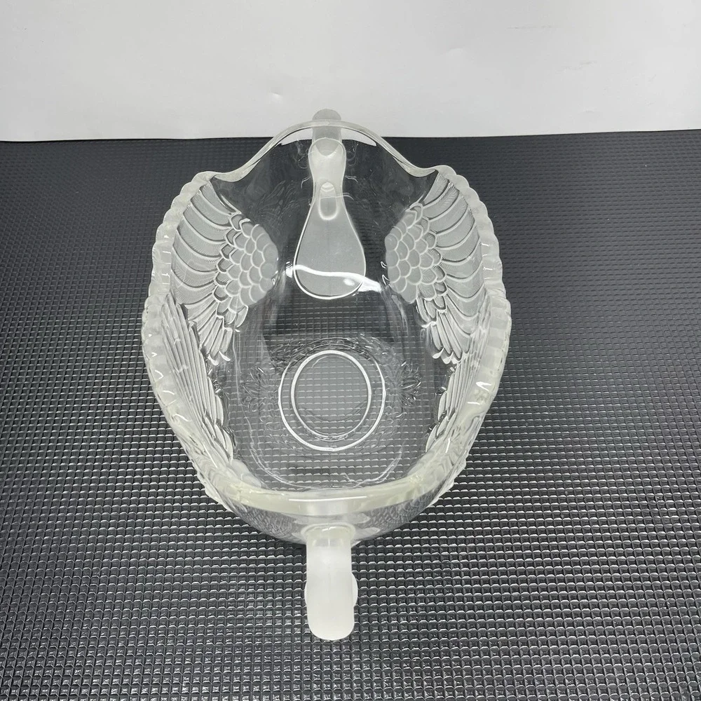 Vintage Mikasa Walter Glas Frosted Crystal Double Headed Swan Fruit Candy‎ Bowl